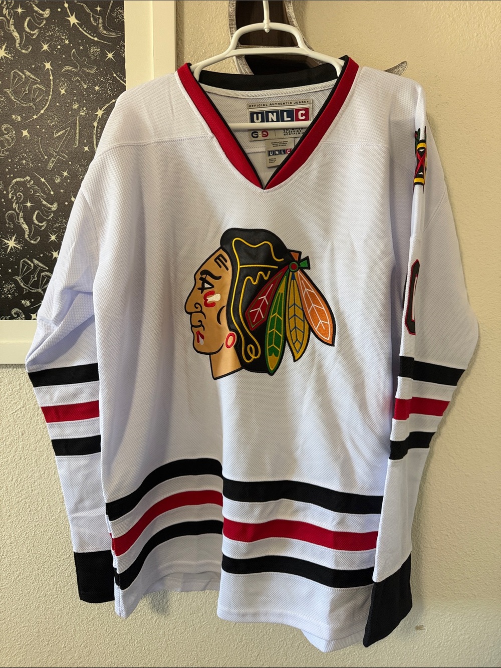 UNLC Chicago Blackhawks Eway Clark Griswold Christmas Hockey Jersey Mens L